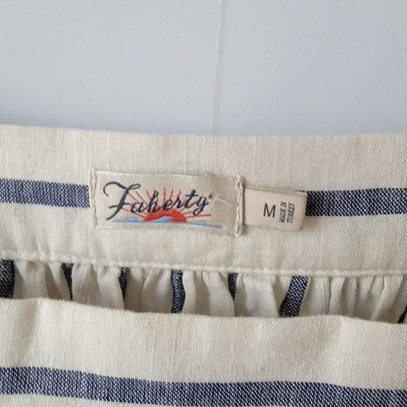 Faherty womens Phoenix Elroy Stripe Dress sz m Cotton Square Neck Puff Sleeve - Picture 7 of 8